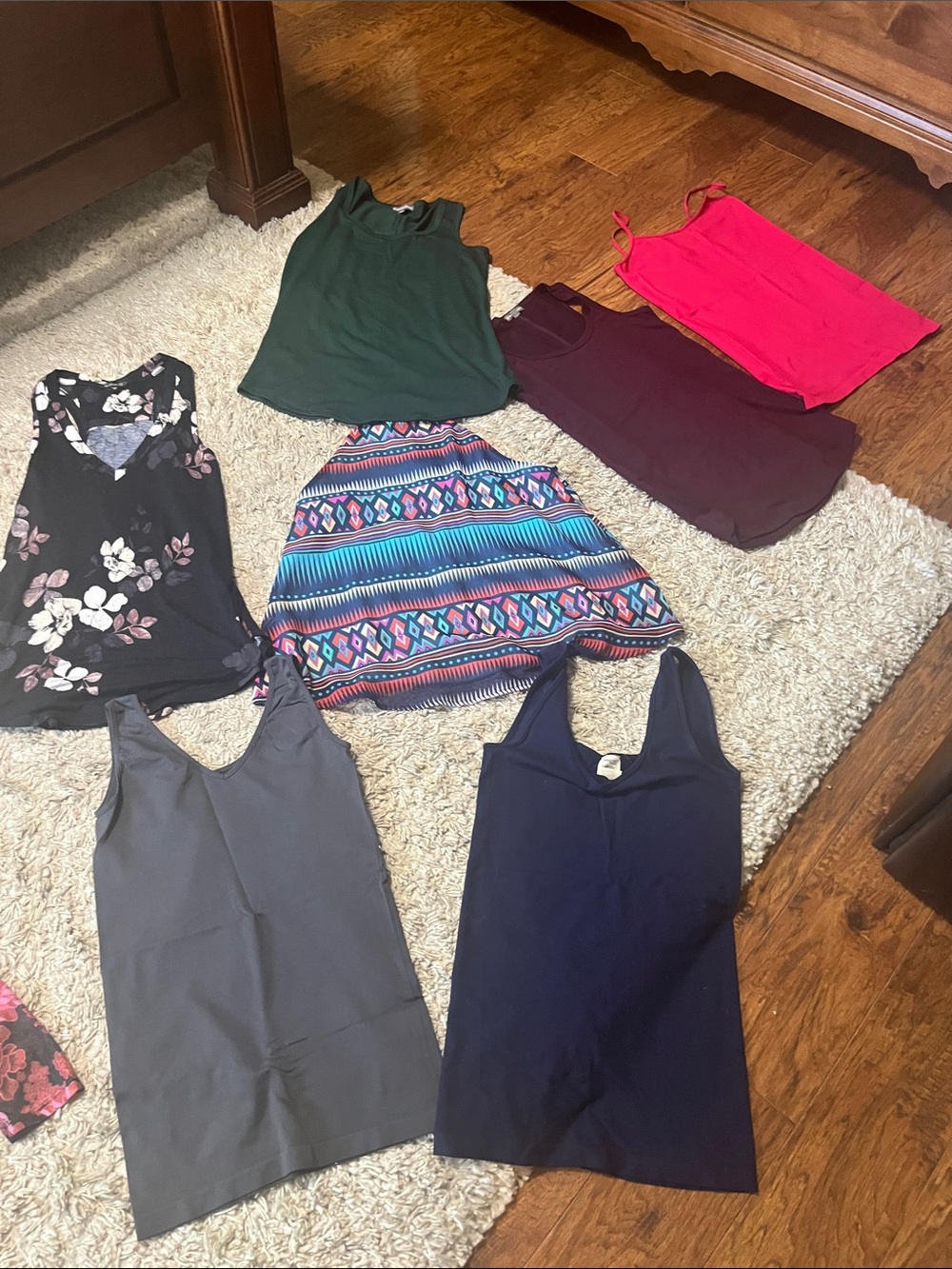7 various Women's tanks size small- brands c’est moi, dynamite, warehouse one,